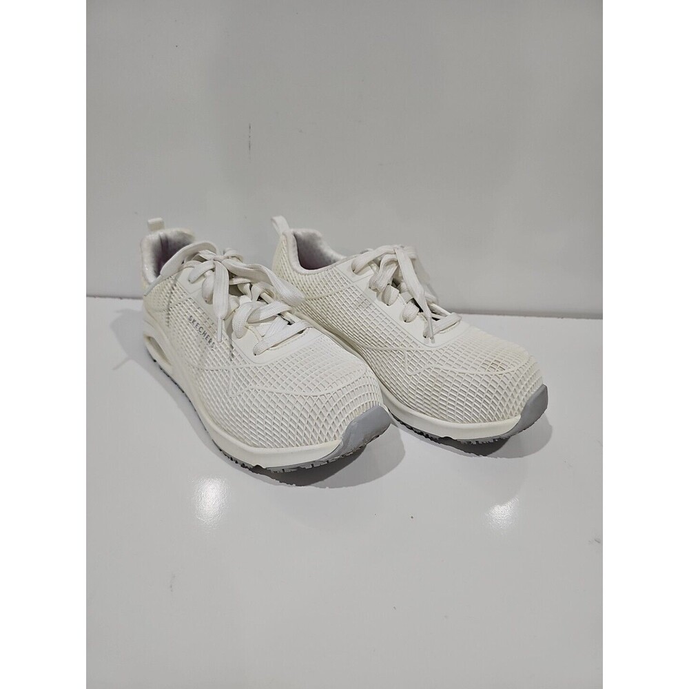 SKECHERS WOMENS WORK SNEAKER US 8.5 WHITE 108072 COMP TOE SLIP RESISTANT SOLE